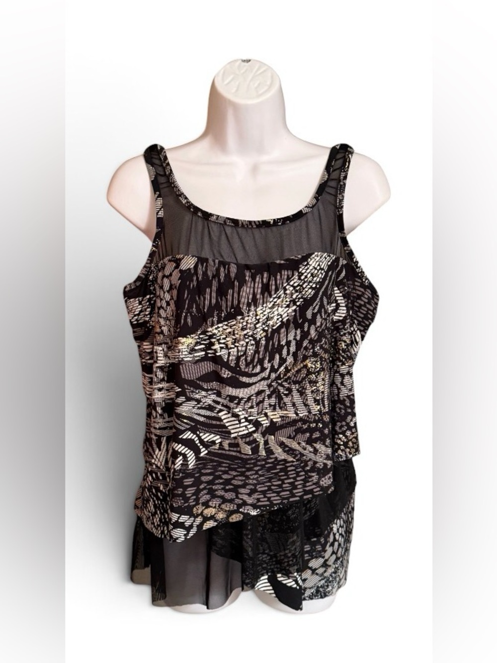 NWT Miraclesuit Lux Lynx Mirage Underwire Tankini Top Size 14 - Picture 3 of 11